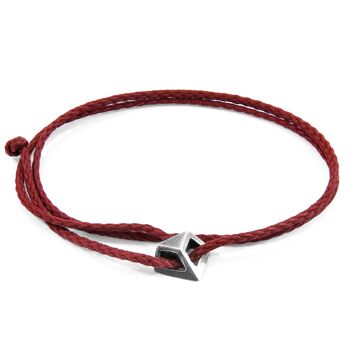 Bracelet SKINNY en Argent et Corde Arthur Rouge Bordeaux 1