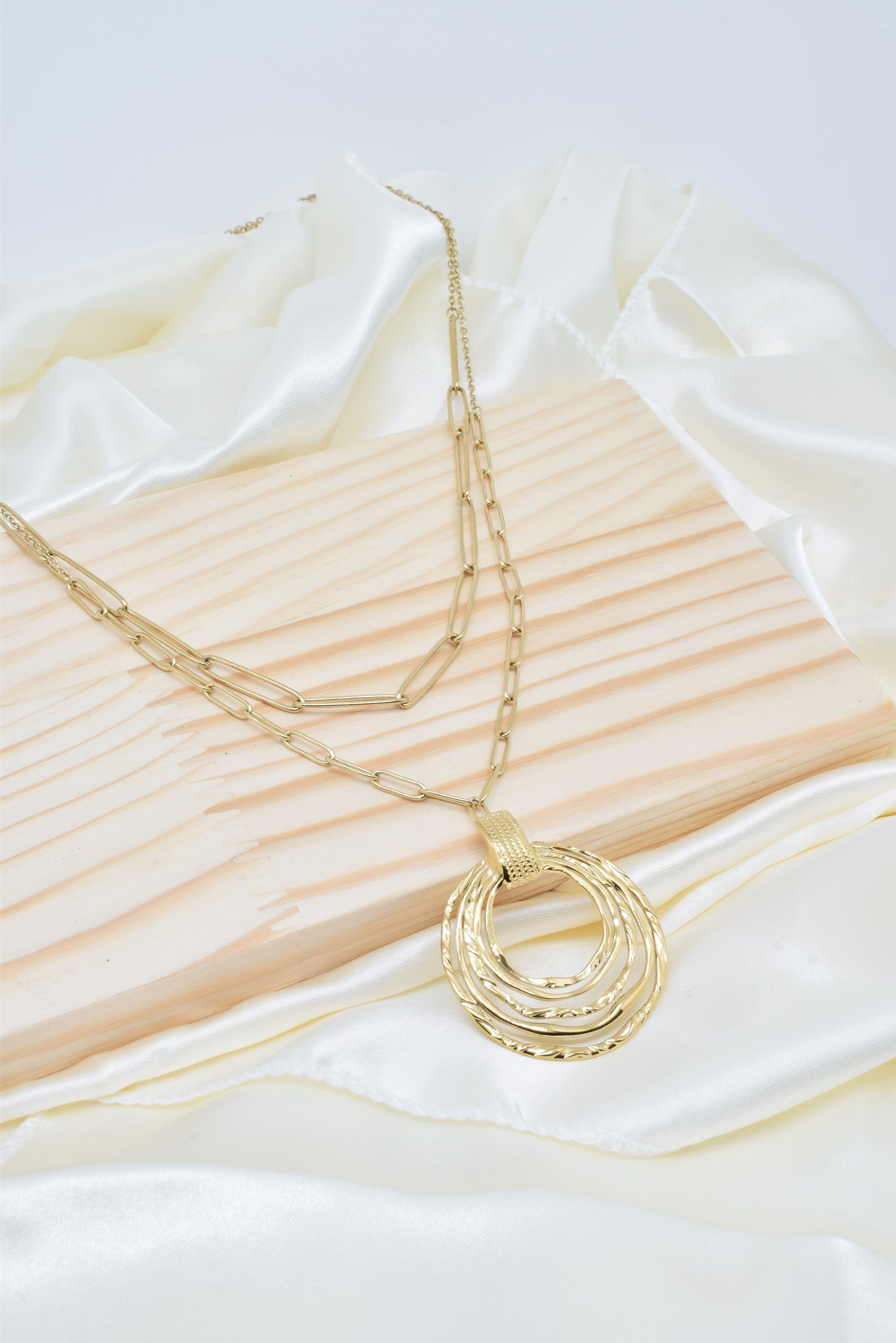 Collana a due fili in acciaio placcato oro - BJ210164OR