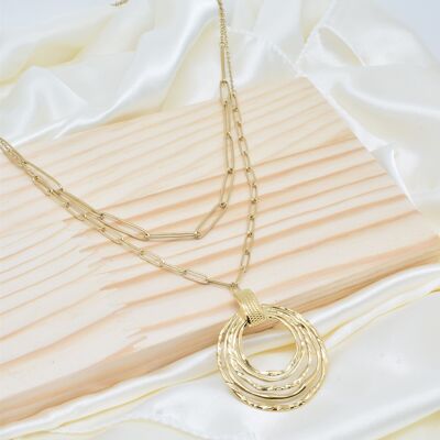 Two-row necklace in gold-plated steel - BJ210164OR