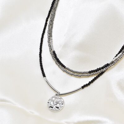 Steel necklace with crystals - BJ210154AR