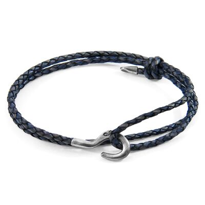 Indigo Blue Charles Silver and Braided Leather SKINNY Bracelet