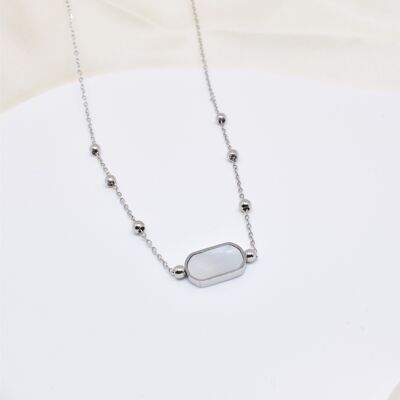 Steel necklace with natural stones - BJ210105AR