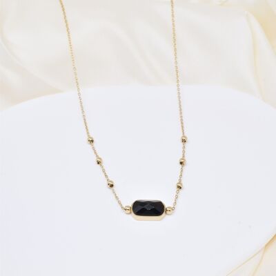 Steel necklace with natural stones - BJ210105OR