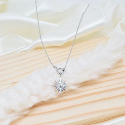 North star necklace in silver steel - BJ210162AR