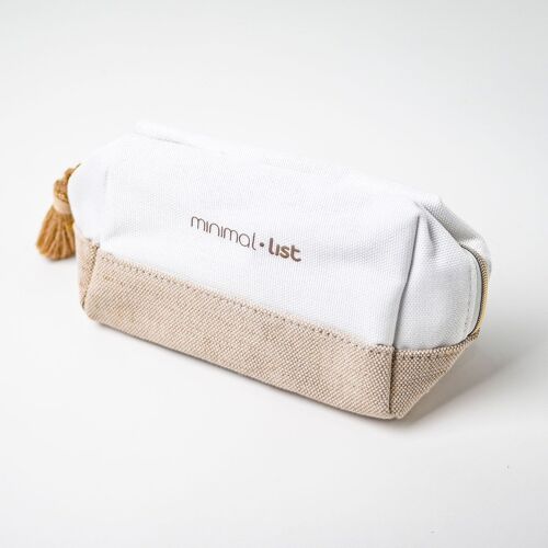 Jute + bamboo cosmetic pouch