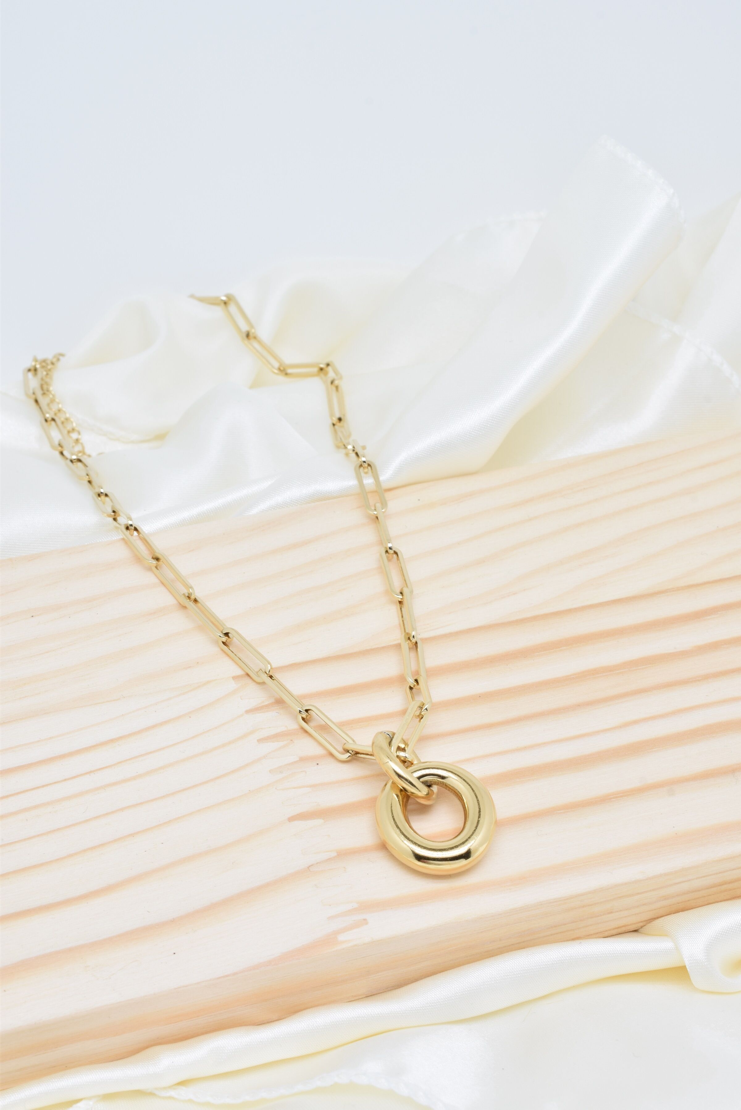 Collana a maglie in acciaio dorato - BJ210163OR