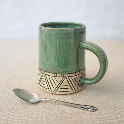 Tasse à pinte sculptée classique vert alpin