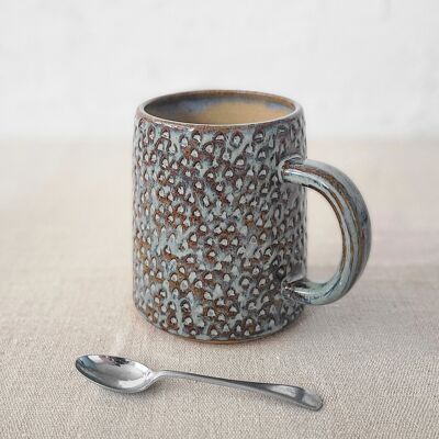 Tasse à pinte texturée rustique bleu écume de mer