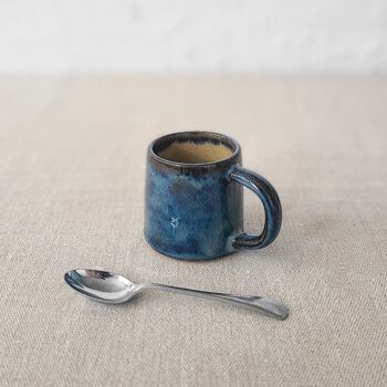 Tasse à expresso rustique bleu nébuleuse 1