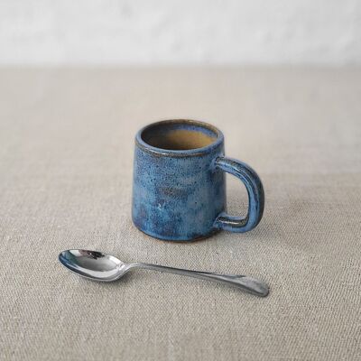Taza de café espresso rústica azul malaquita