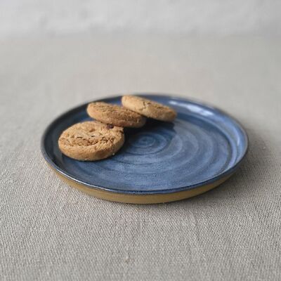 Assiette à gâteau rustique bleu malachite