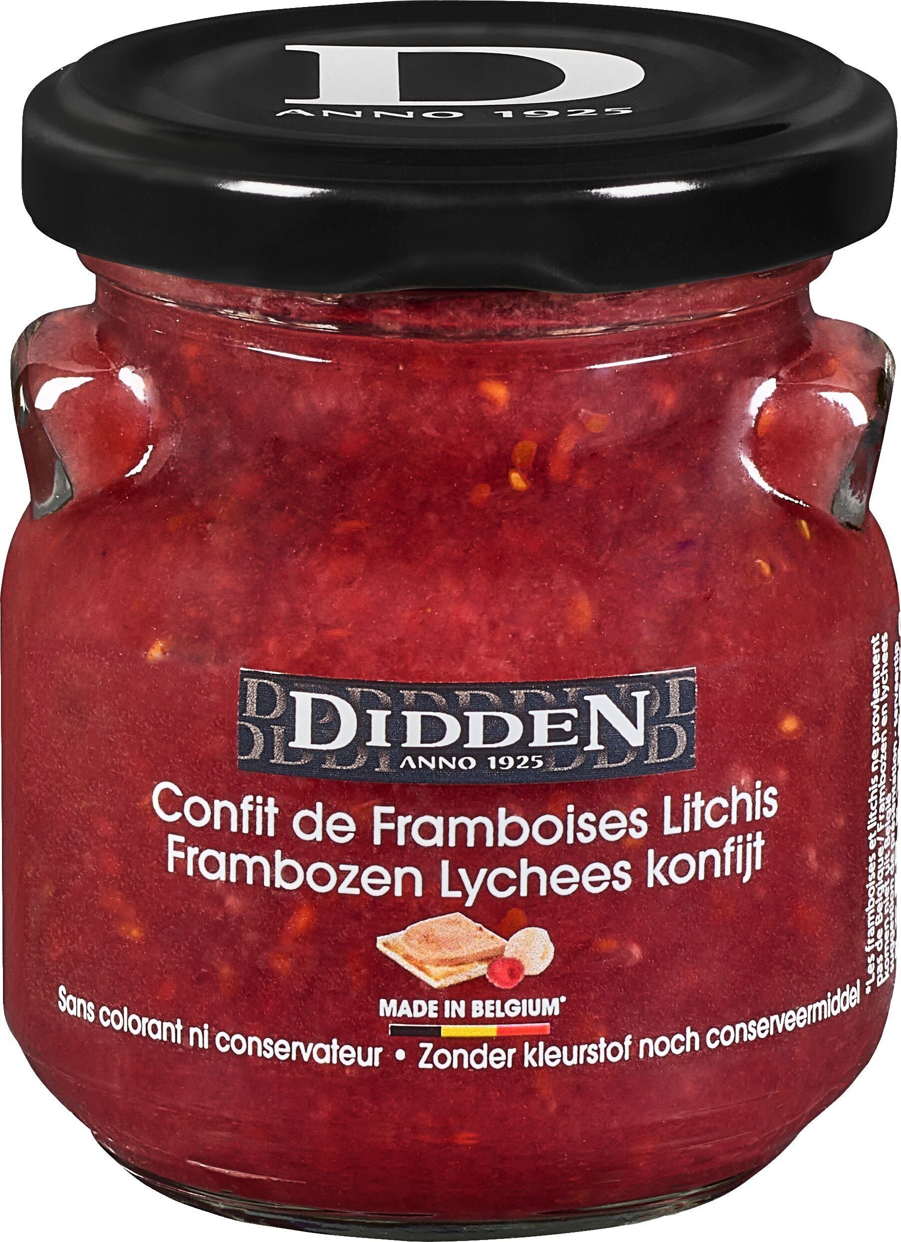 Framboises confites aux litchis - Pot 150 g
