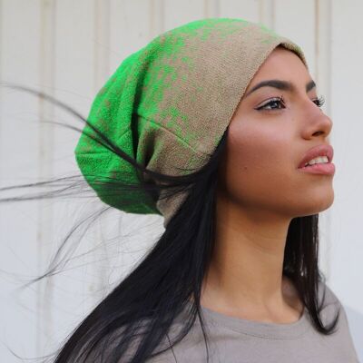 4012 Cappello a cuffia stampato Neon Green