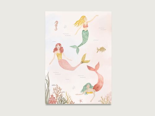 Postkarte "Meerjungfrauen" | Kinder | Einladung | Geburtstagseinladung | Mädchen | || HERZ & PAPIER