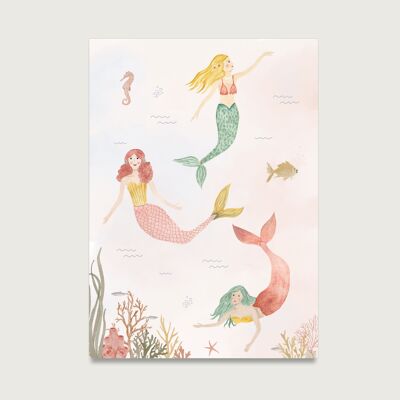 Carte postale « Sirènes » | Enfants | Invitations | Invitation d'anniversaire | Fille | || COEUR & PAPIER