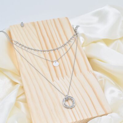 Three-row stainless steel necklace - BJ210165AR