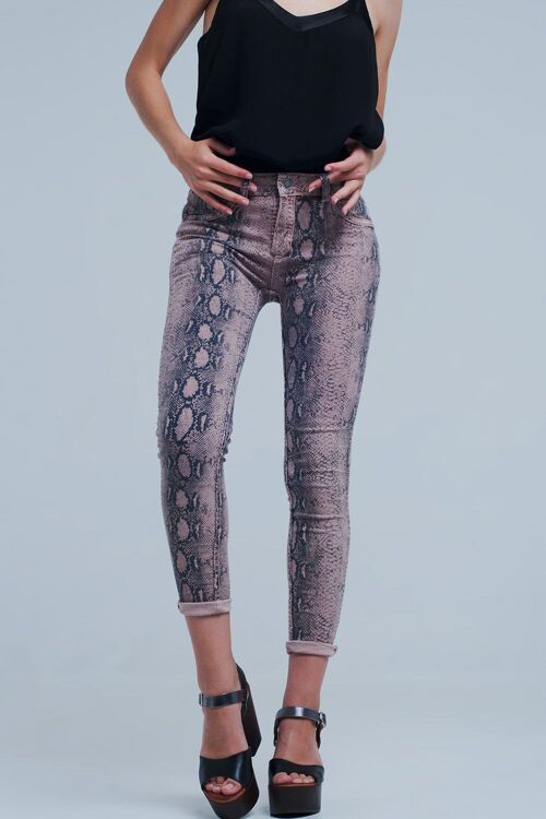 Reversible animal print pink jeans