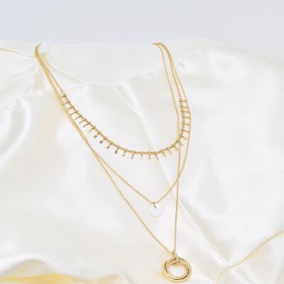 Three-row stainless steel necklace - BJ210165OR