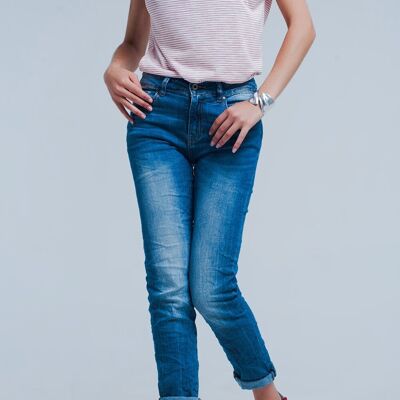 Jeans skinny con effetto stropicciato