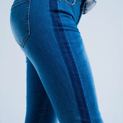 Jeans in denim con banda laterale blu
