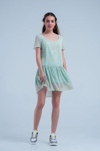 Mini-robe verte à imprimé fleuri 3