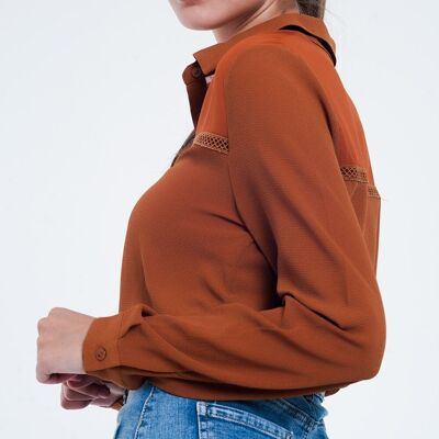 Bluse mit Fronteinsatz orange