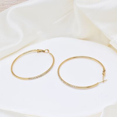 Steel rhinestone hoop earrings - BO100196