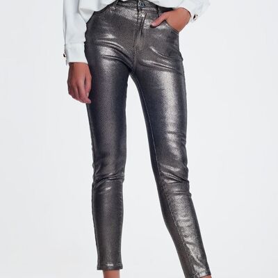 Silver trousers with snake print