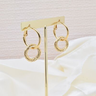 Double hoop earrings in steel -BO100200