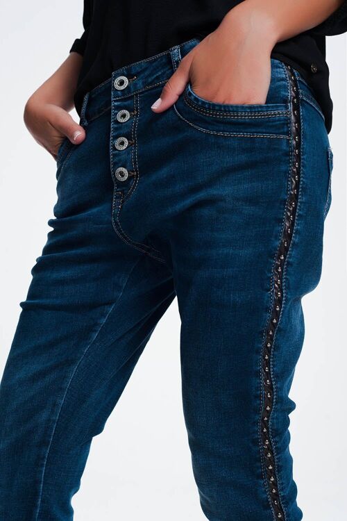 leather look studded Jeans