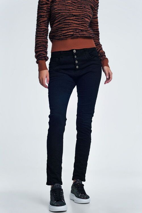 Black jeans with button closure