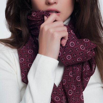 Dark brown scarf with print