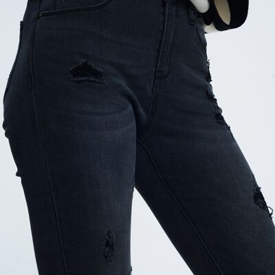 Jeans skinny effetto consumato in nero