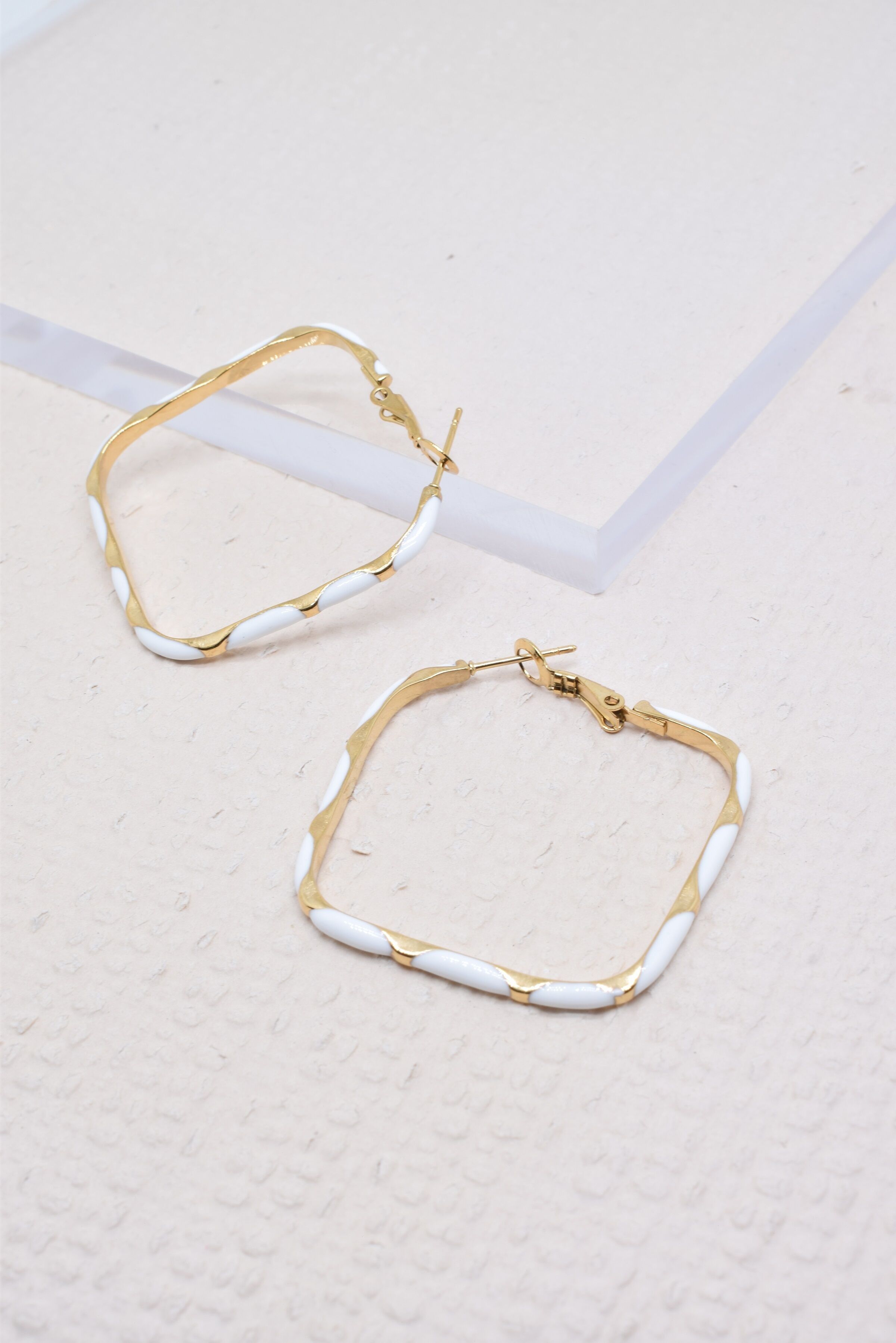 Orecchini in acciaio a forma quadrata - BO100195