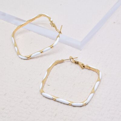 Square-shaped steel earrings - BO100195