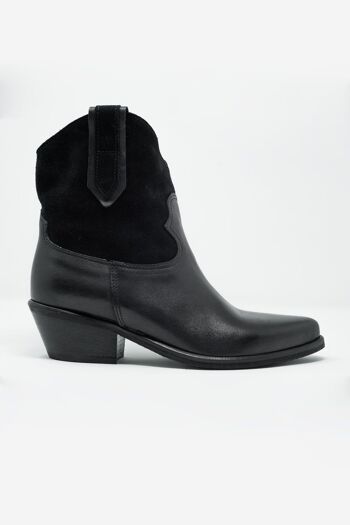 Boots chaussettes western noires avec détail en daim 1