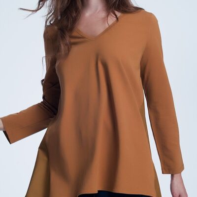 Long  brown t-shirt with long sleeves