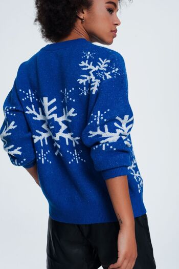 Pull flocon de neige bleu 2