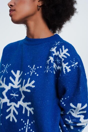 Pull flocon de neige bleu 4