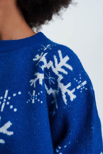 Pull flocon de neige bleu 6