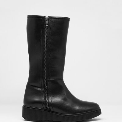 chunky zip boots in black