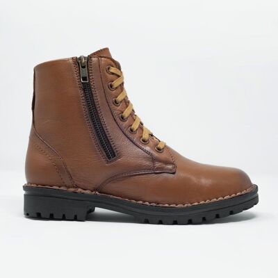 chunky military boots in brown