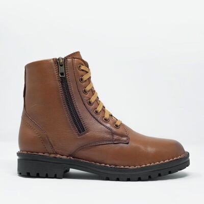 chunky military boots in brown