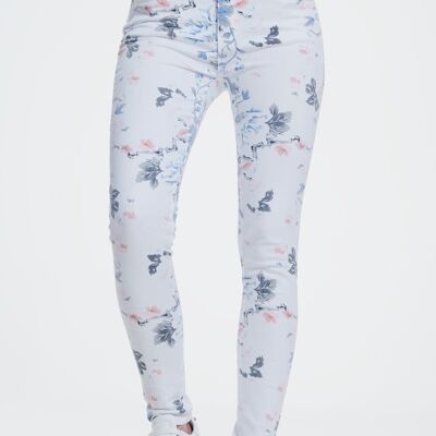 white skinny pants with floral print