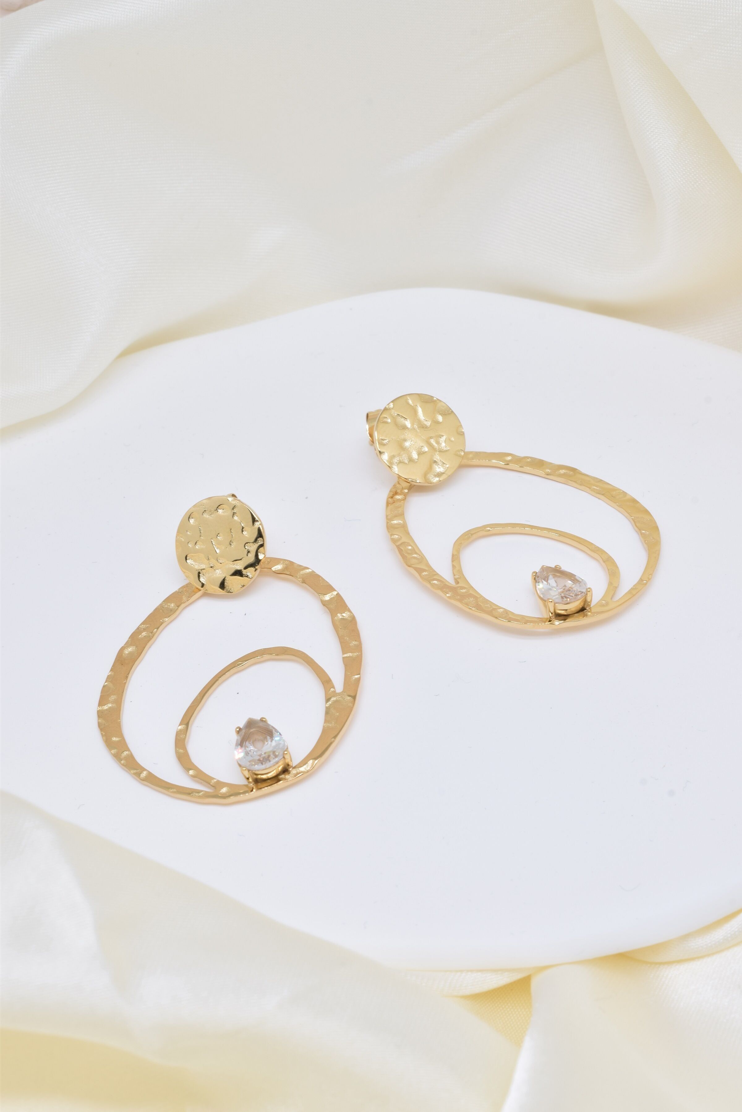 Orecchini in acciaio martellato e cristalli - BO100204