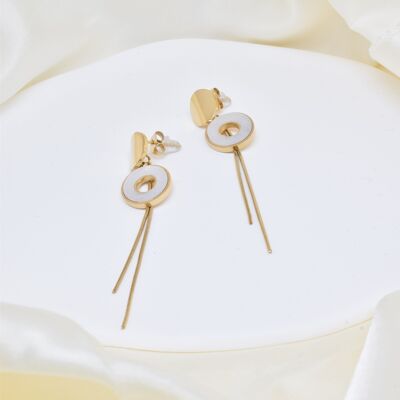 Steel mother-of-pearl earrings - BO100206