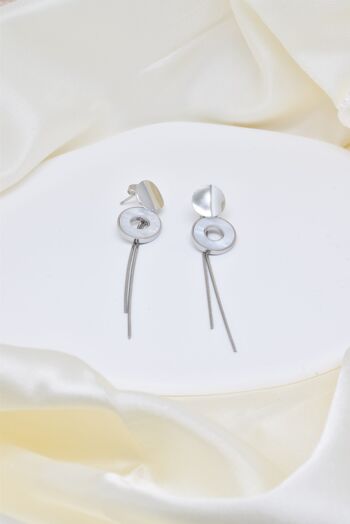 Boucles d'oreilles nacre en acier - BO100206 5