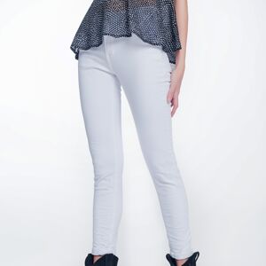 Pantalon super skinny taille haute en blanc