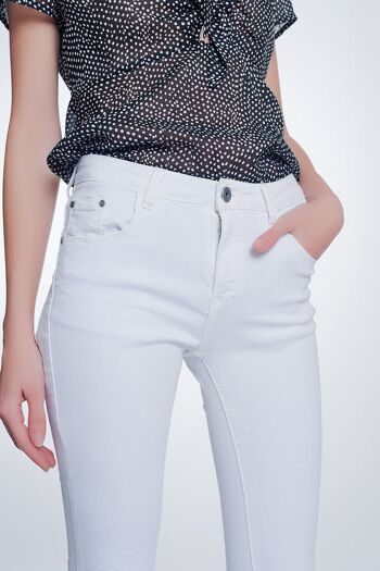 Pantalon super skinny taille haute en blanc 2