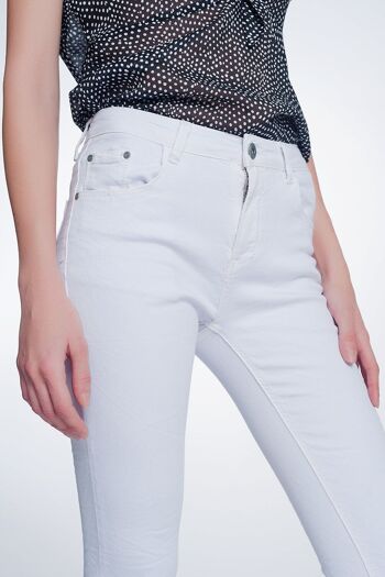 Pantalon super skinny taille haute en blanc 5